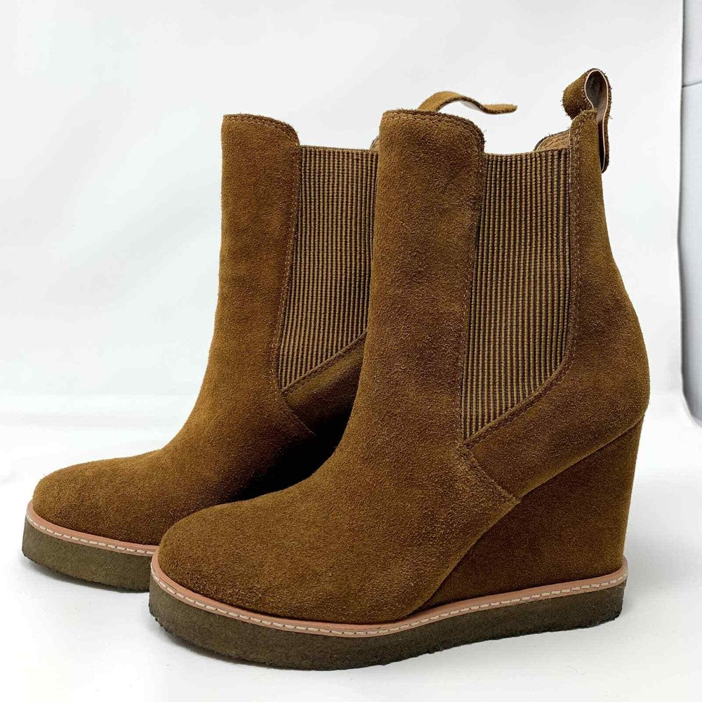 Easy Spirit x Denise Austin Wedge Boots Women 8.5 Brown Excellent Suede Platform